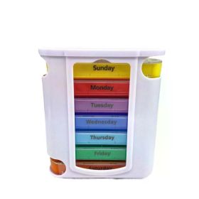 7 Days Medicine Medical Pill Box 28 Grids Weekly Pill Case Storage Box Travel Medicine Box Holder Tablet Organizer (Color: Colorful)