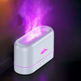 1pc Flame Air Diffuser, Humidifier, Portable Noiseless Aroma Diffuser For Home (style: 3Color LED Light, Color: White Color)